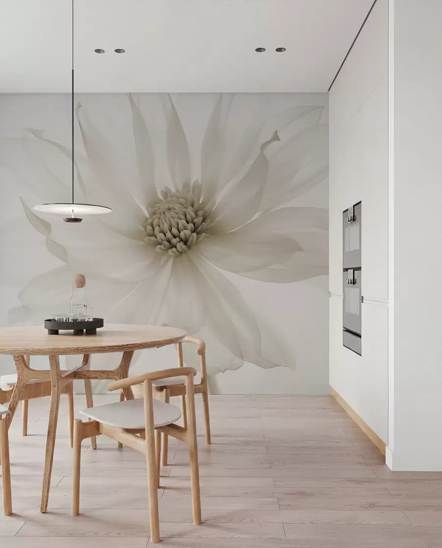 Valokuvatapetti Herkkä beige kukka vaalealla taustalla w02077v1