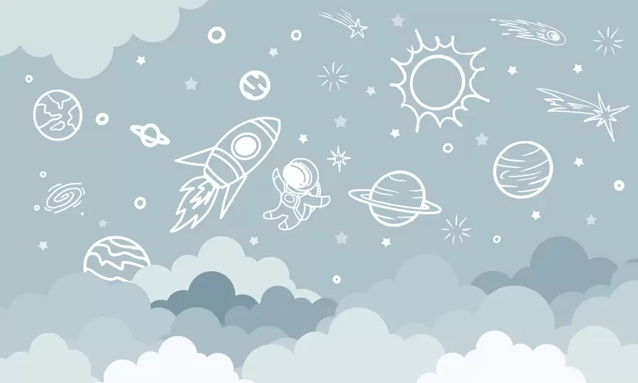 Valokuvatapetti Avaruusplaneetta ja astronautti w02104v1