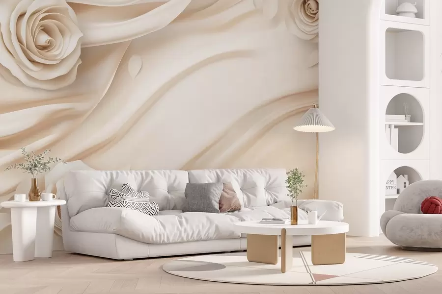 Valokuvatapetti Elegantti beige tausta ruusuilla w02197