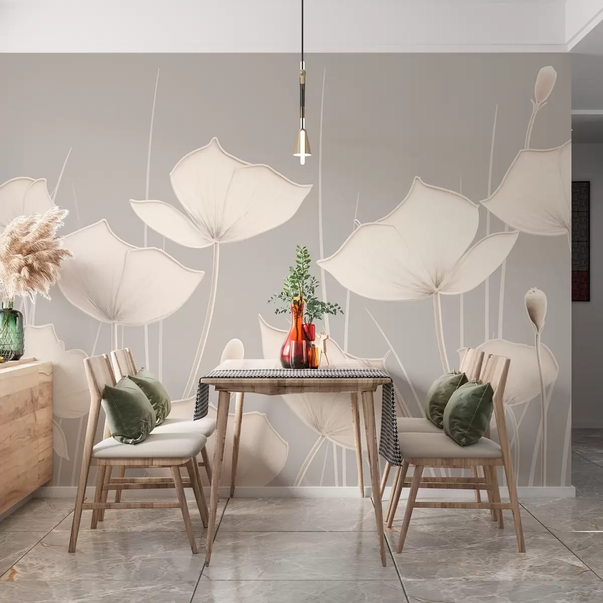 Valokuvatapetti Minimalistinen kuva kukkia ohuilla varret w02259