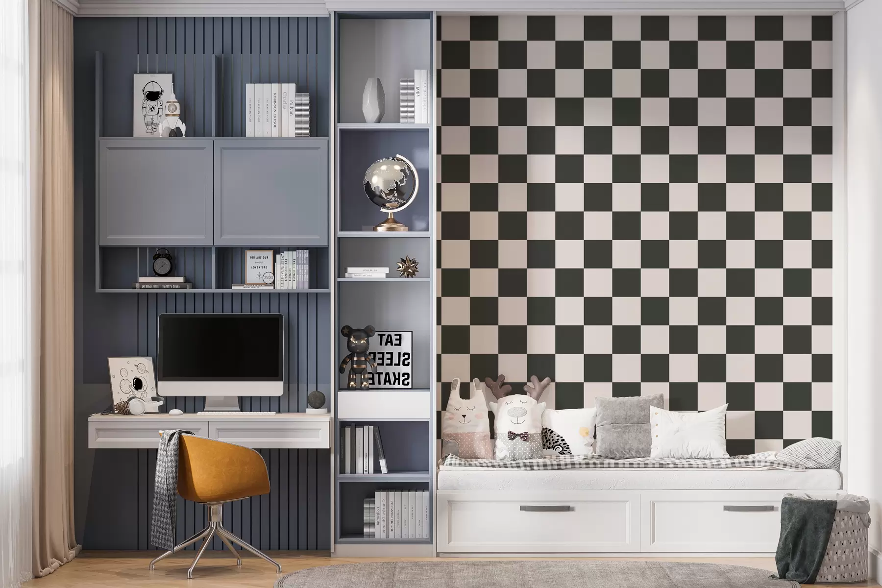 Valokuvatapetti Geometrinen tapetti mustavalkoisena w01922