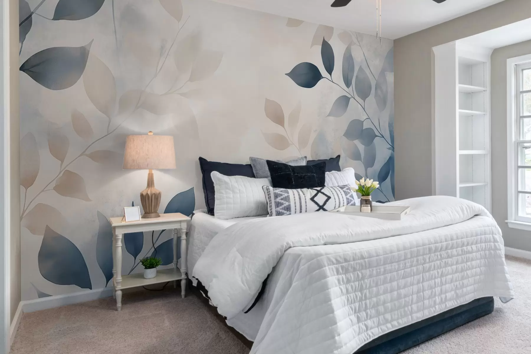 Valokuvatapetti herkkä lehdet akvarelli tekniikka w02453