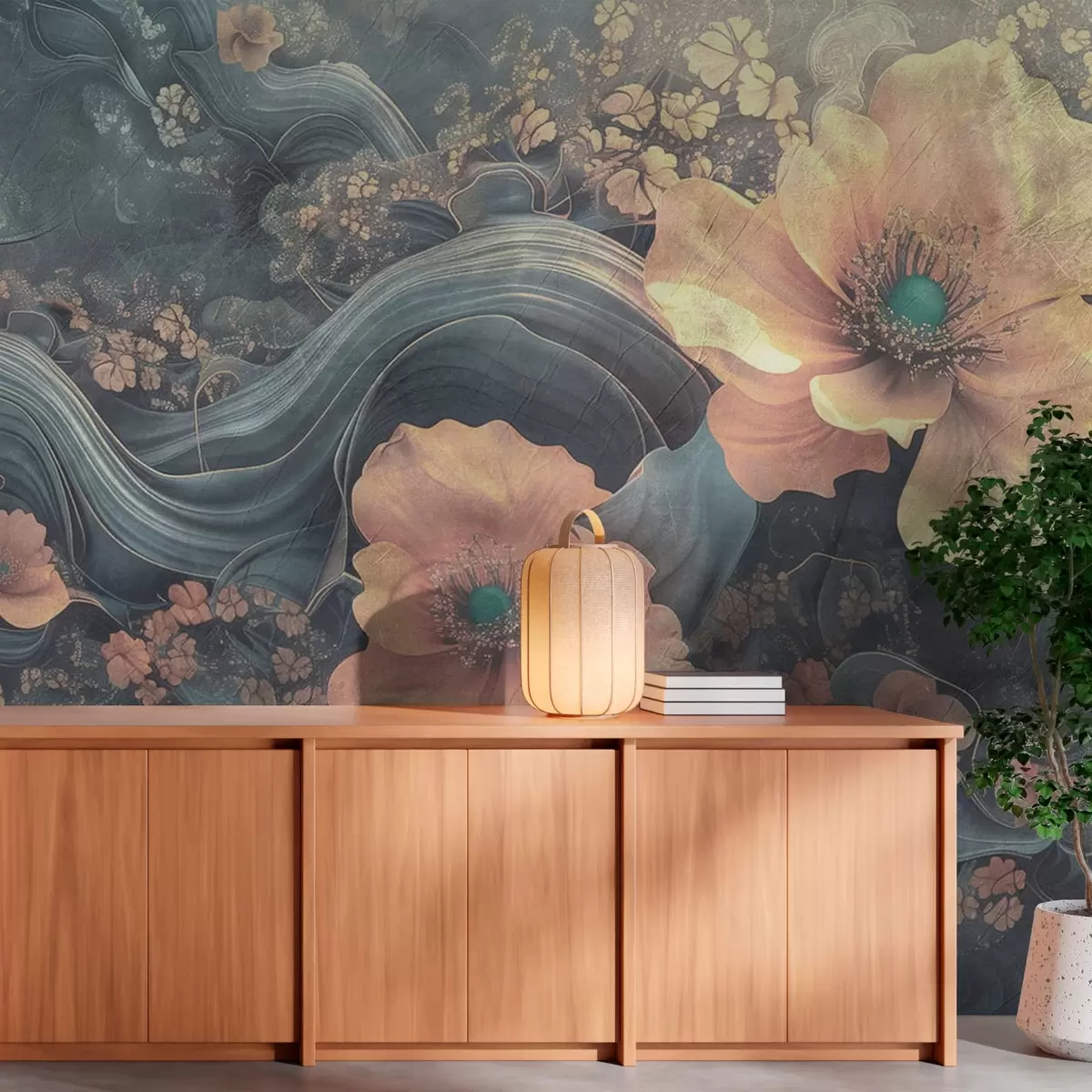 Valokuvatapetti Suuret kukat abstraktilla taustalla w08480