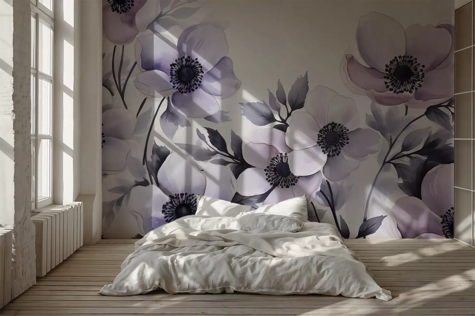 Valokuvatapetti Violetti violetti kukkia jäljitelmä vesiväri w02494