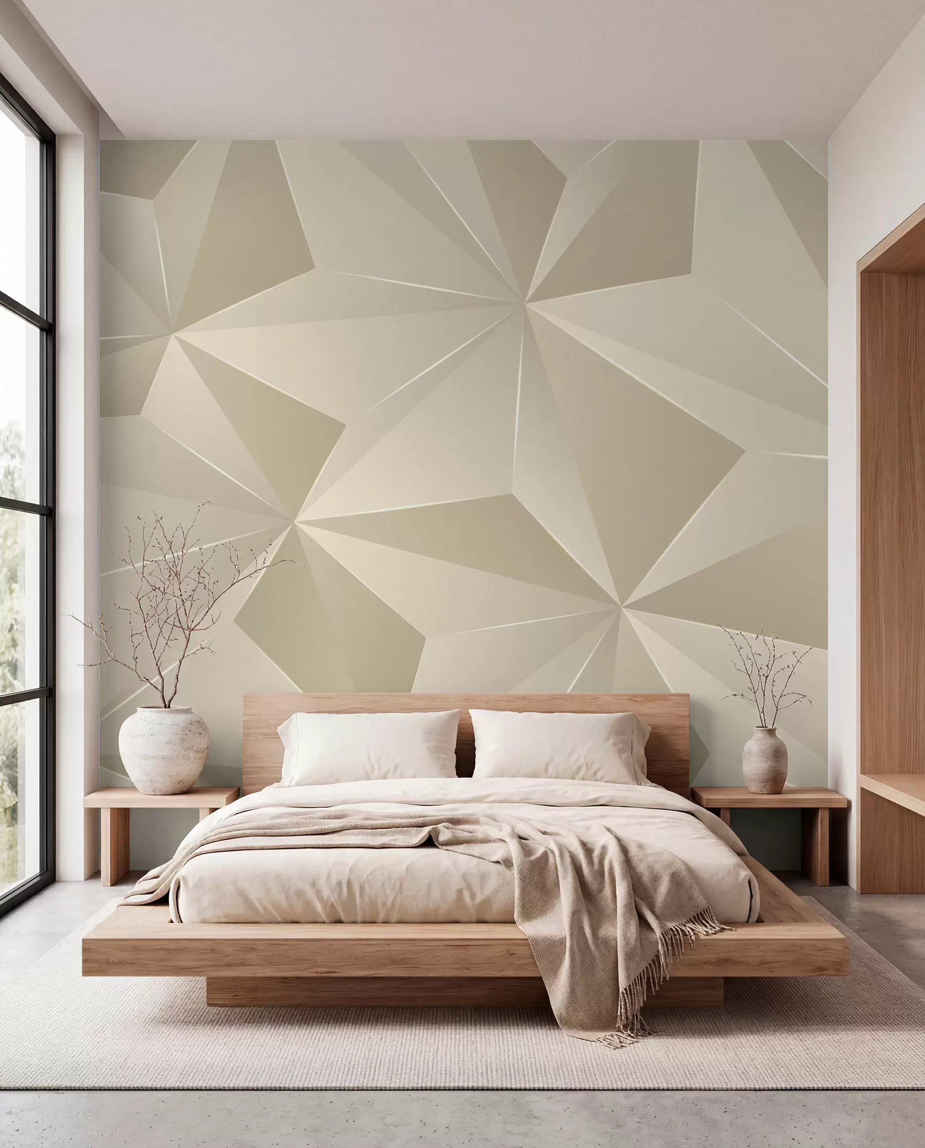 Valokuvatapetti Beige geometrinen kohokuvio u42449