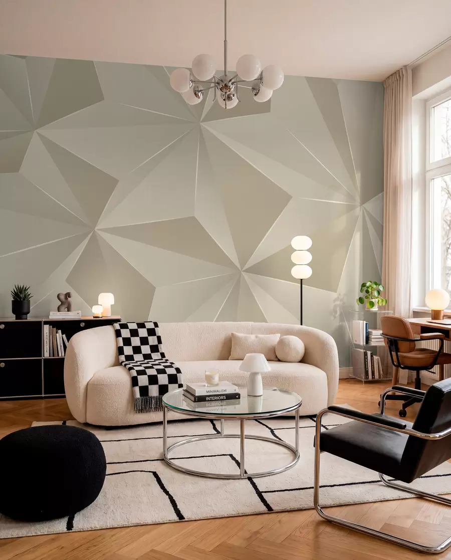 Valokuvatapetti Beige geometrinen kohokuvio u42449