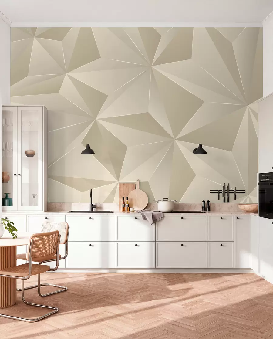 Valokuvatapetti Beige geometrinen kohokuvio u42449