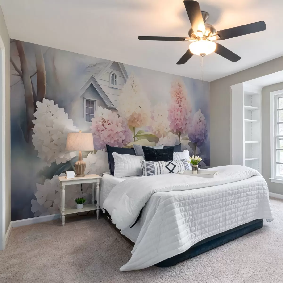 Valokuvatapetti Hyasintit puutarhassa jäljitelmä vesivärin w02592