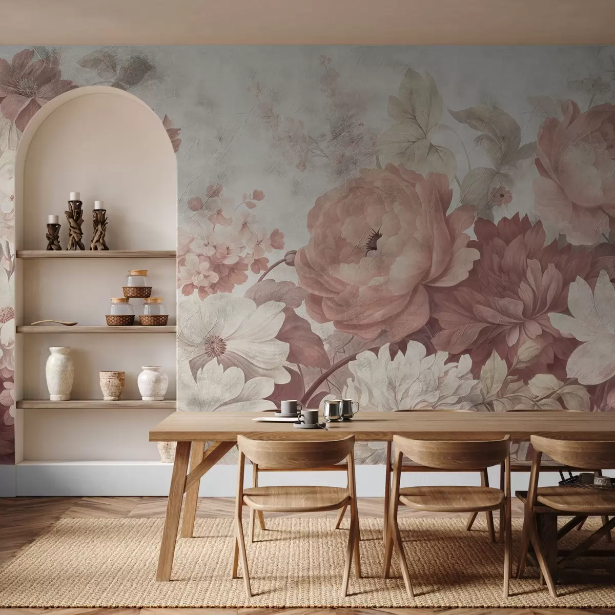 Valokuvatapetti Suuret kukat ikääntyneellä taustalla w08516