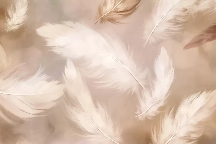 Valokuvatapetti Suuret höyhenet beige w02601v1