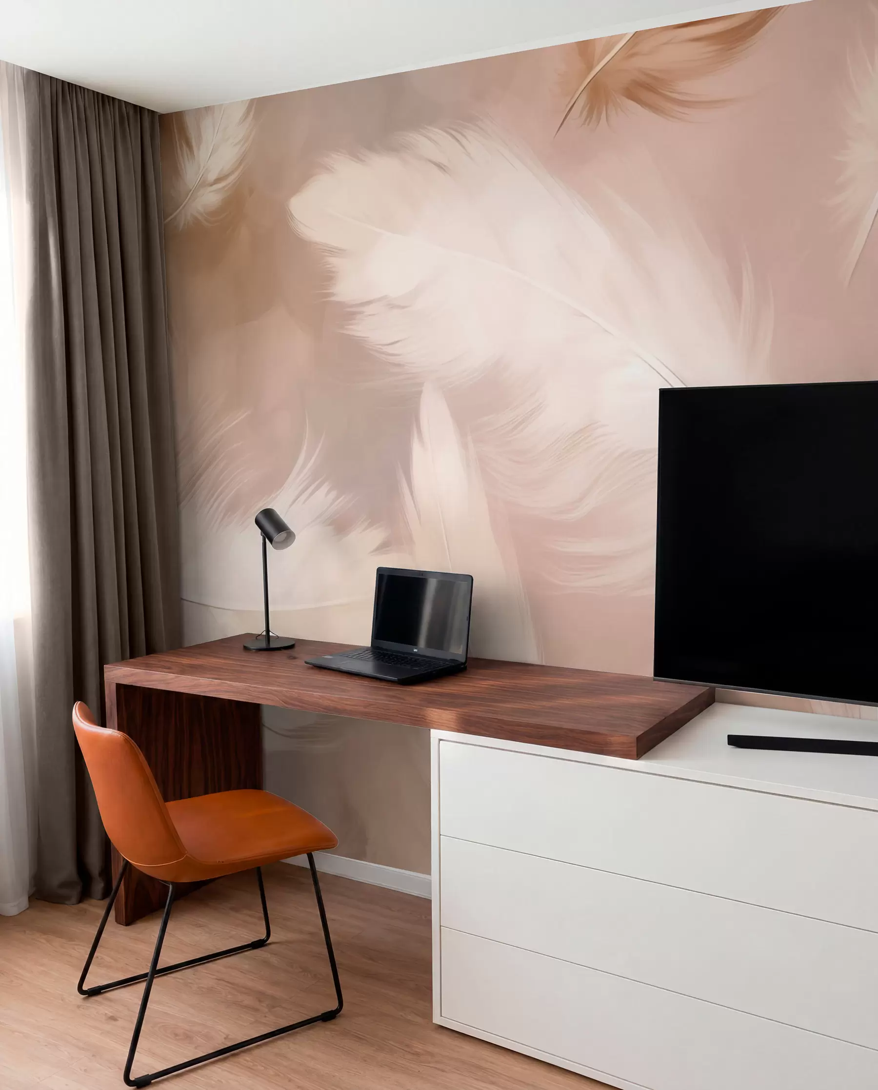 Valokuvatapetti Suuret höyhenet beige w02601v1