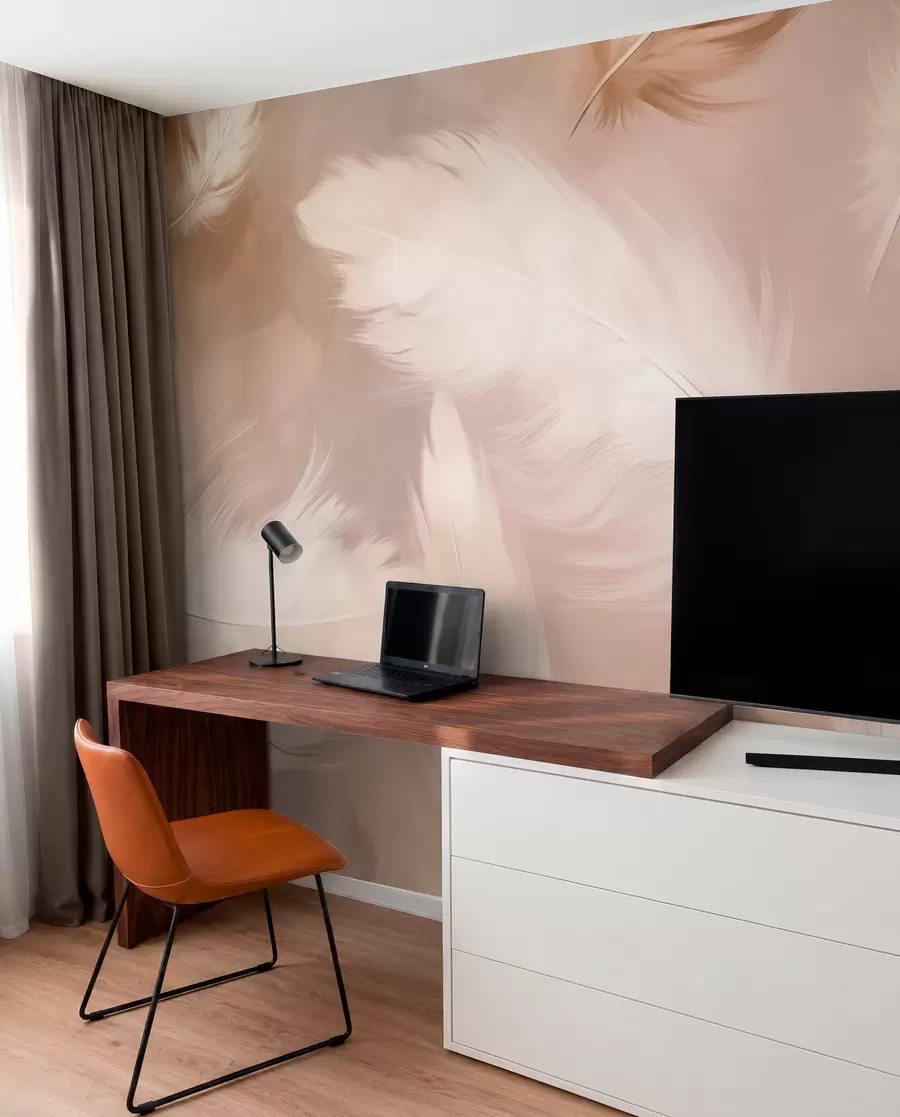 Valokuvatapetti Suuret höyhenet beige w02601v1