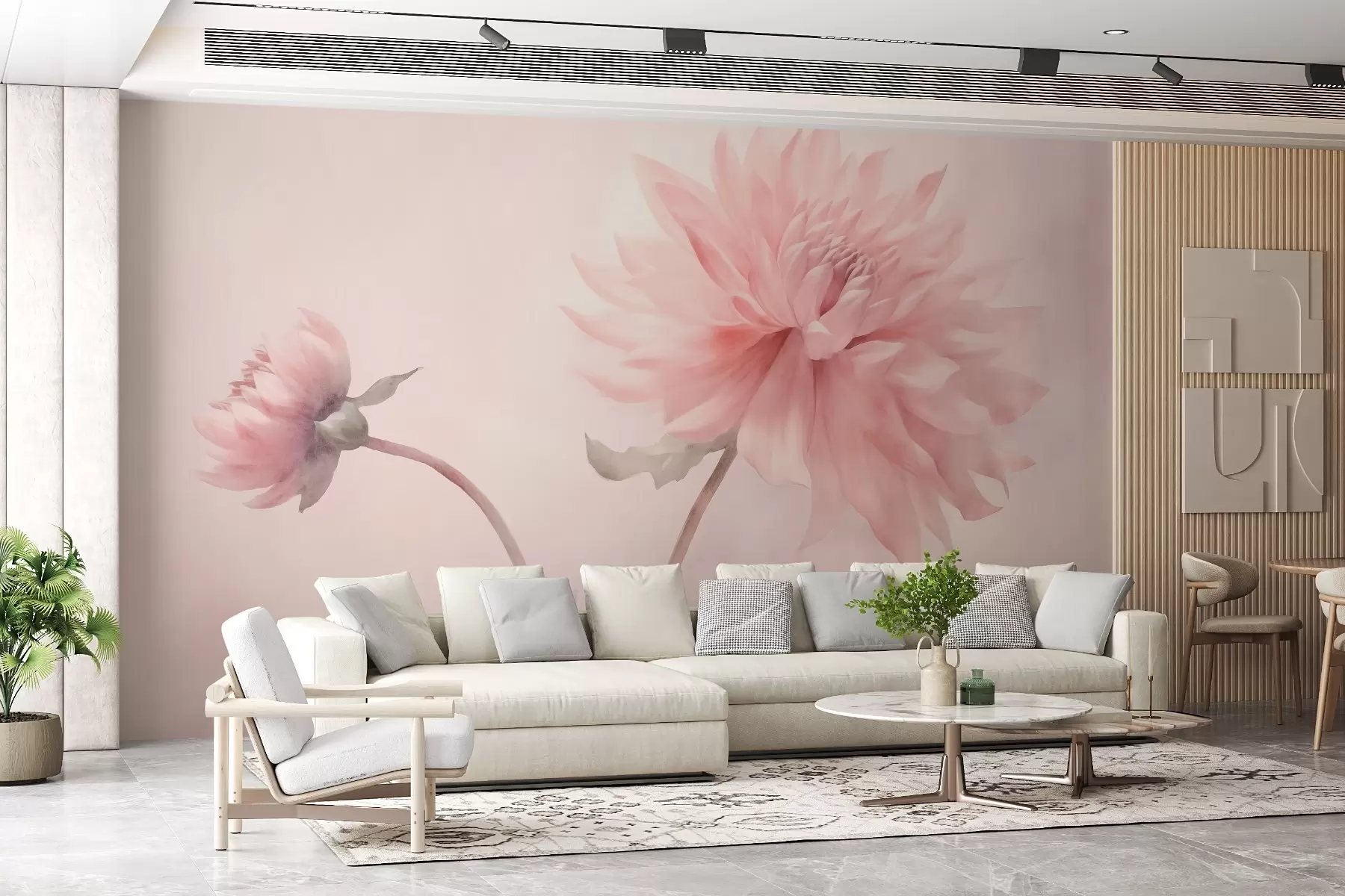 Valokuvatapetti Suuri pioni kukka pastelliväreissä w02608