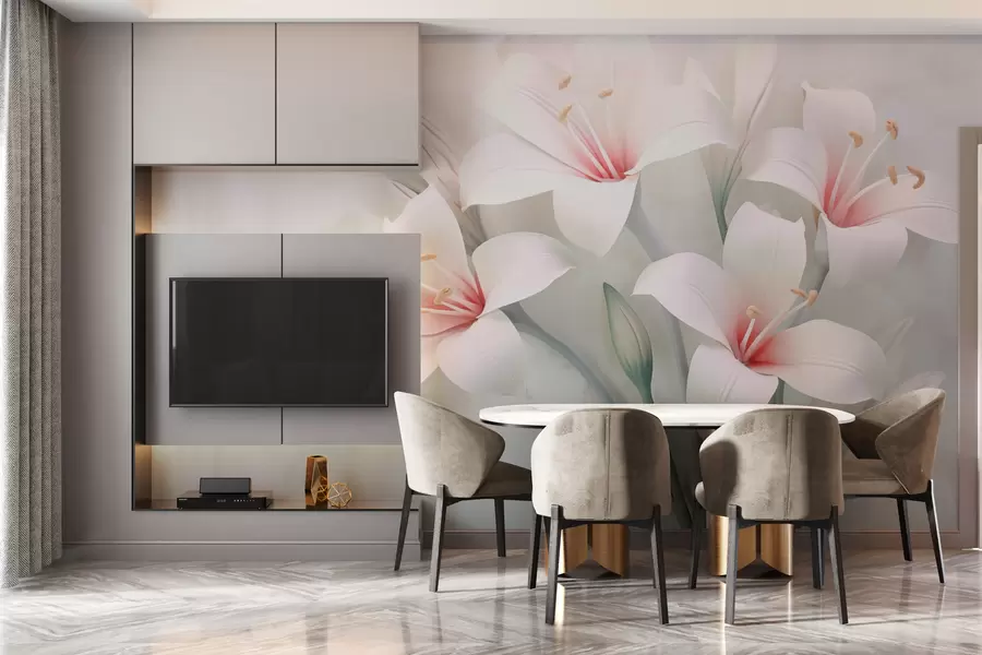 Valokuvatapetti Hienoja liljoja sumealla taustalla w02556