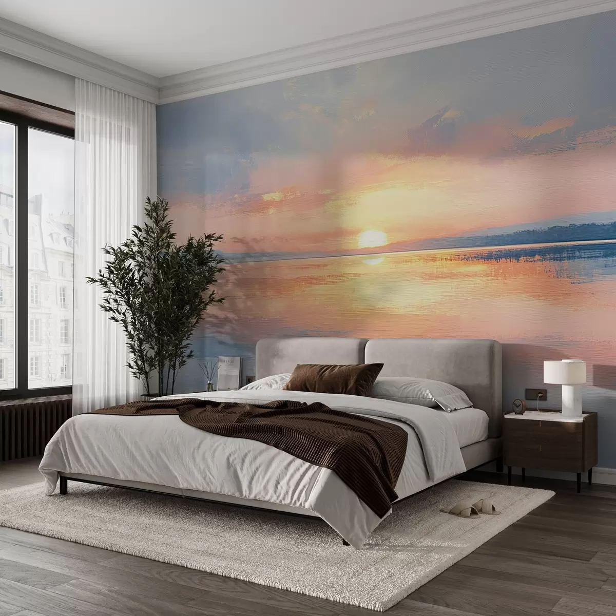 Valokuvatapetti Auringonlasku meren horisontissa w08570