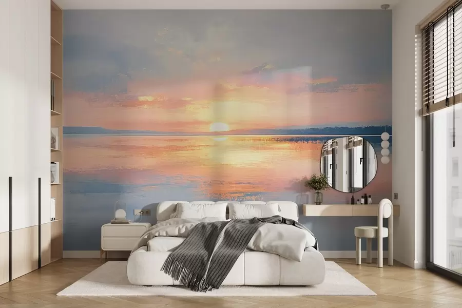 Valokuvatapetti Auringonlasku meren horisontissa w08570