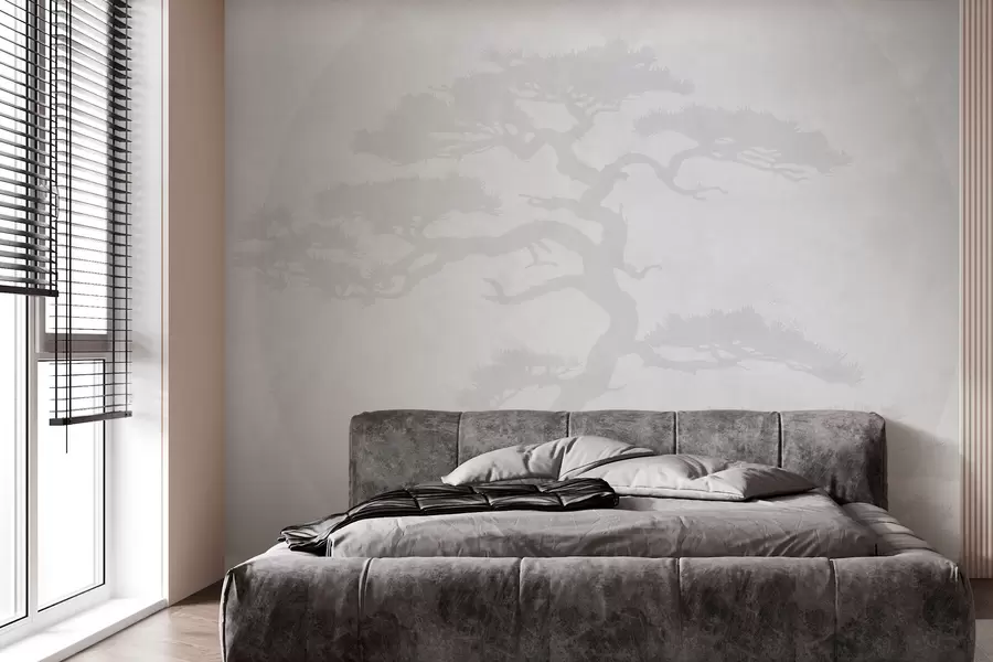 Valokuvatapetti Japanilainen bonsai puu ja geometria grunge tausta w08554