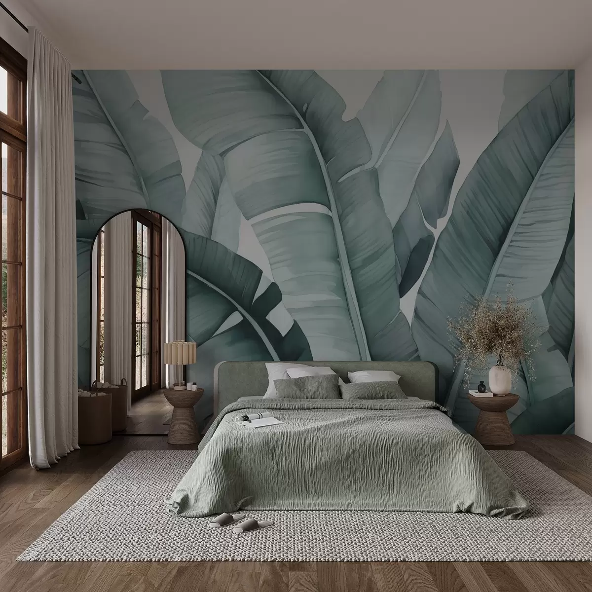 Valokuvatapetti Trooppiset lehdet jäljitelmä akvarelli w02703