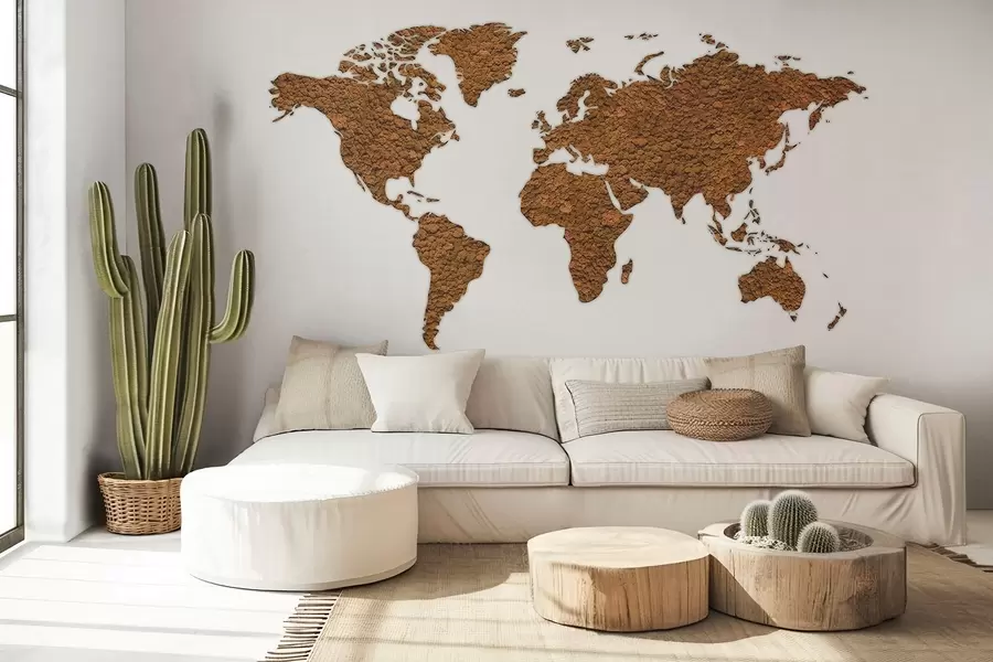 Valokuvatapetti Maailmankartta sammaleella, luonto, beige väripaletti  w02657v4