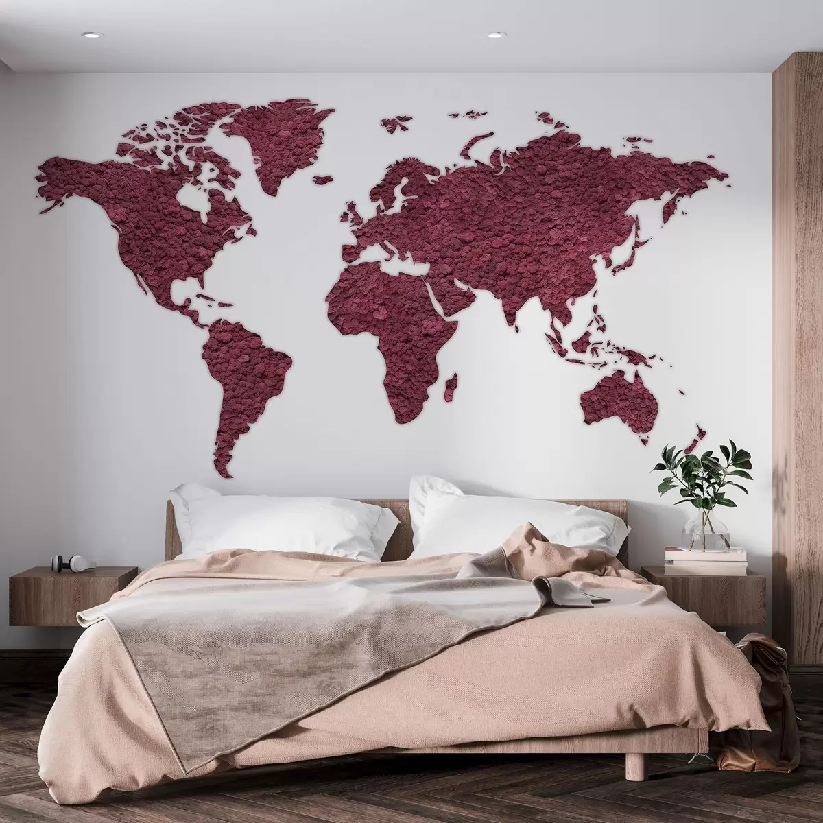 Valokuvatapetti Maailmankartta sammaleella, luonto, viininpunainen väripaletti  w02657v5