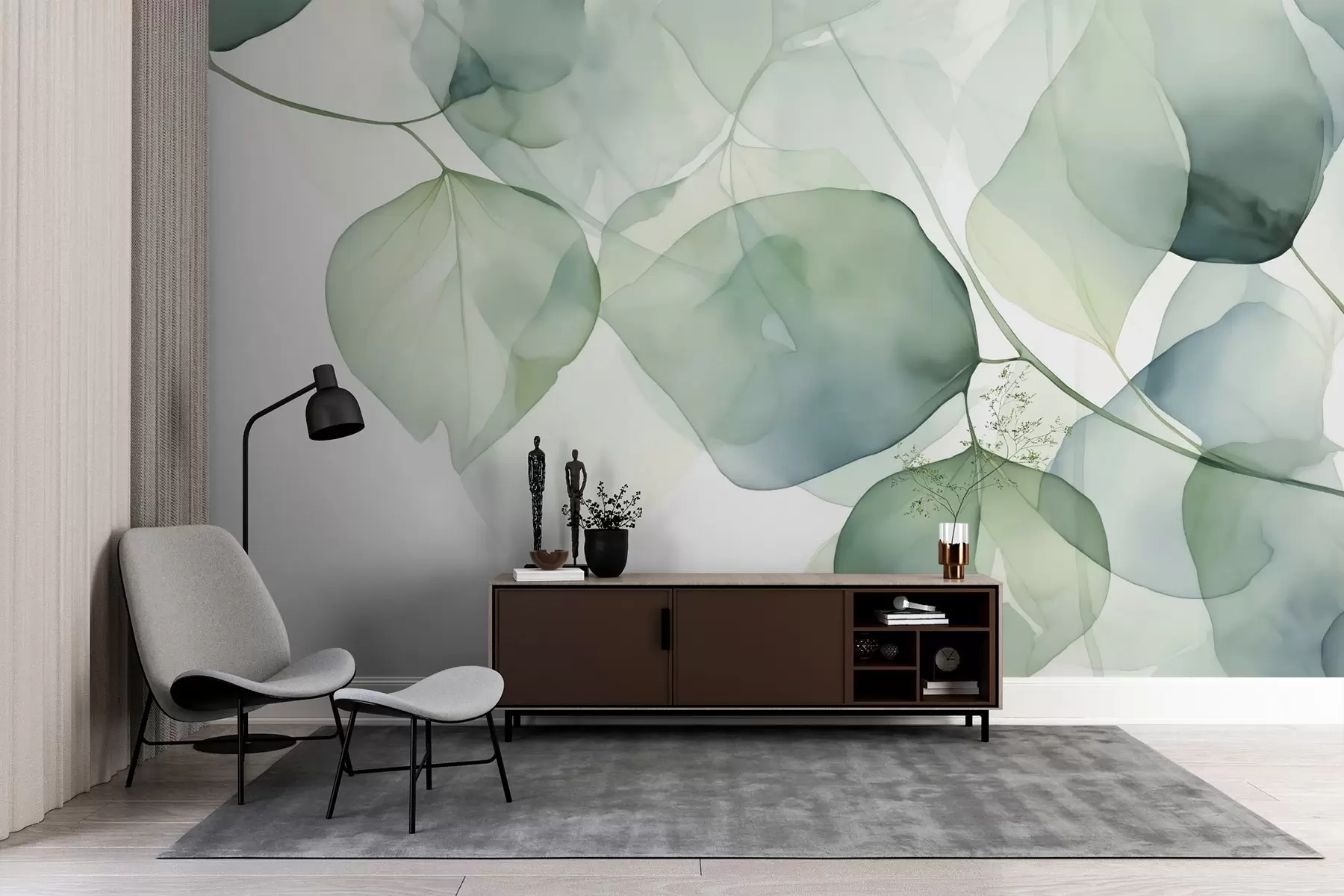 Valokuvatapetti Lehdet suuri abstrakti jäljitelmä akvarellia w02725