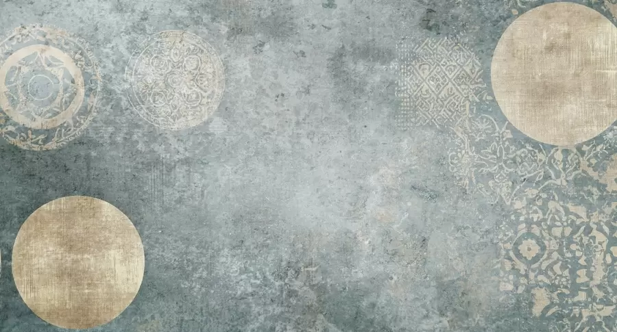 Valokuvatapetti Keltaiset ympyrät ikääntyneellä taustalla w08627