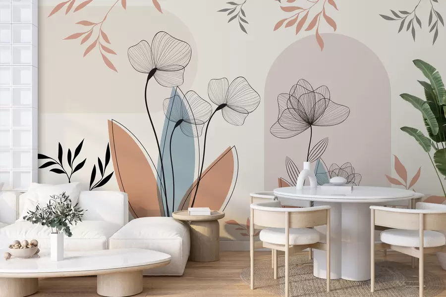 Valokuvatapetti Boho tyyli kukkia ja oksia w02754