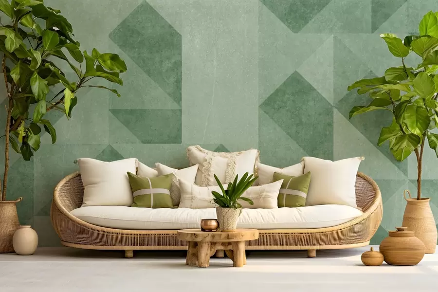 Valokuvatapetti Geometriset kuviot rauhoittavilla vihreillä sävyillä u97654v2