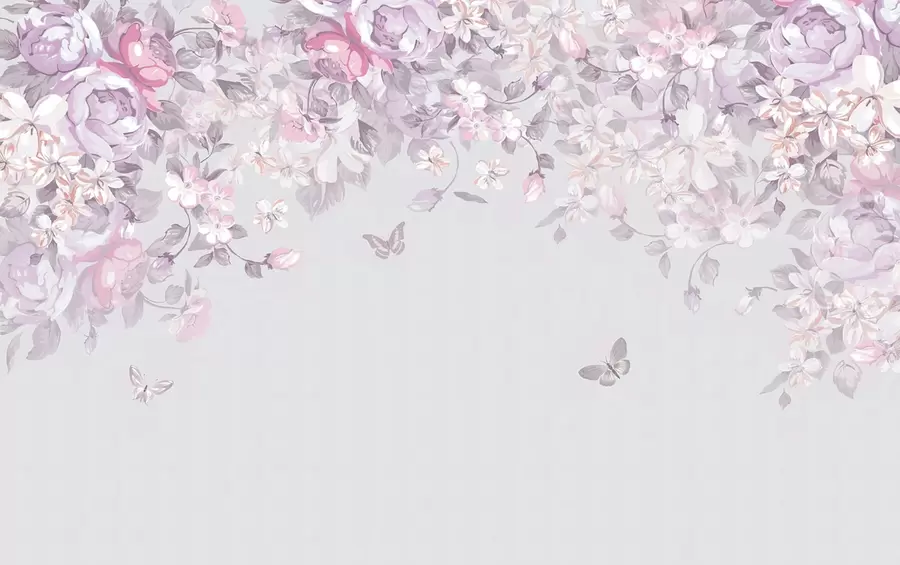 Valokuvatapetti Herkät kukat ja lepattavat perhoset.. u94295v2