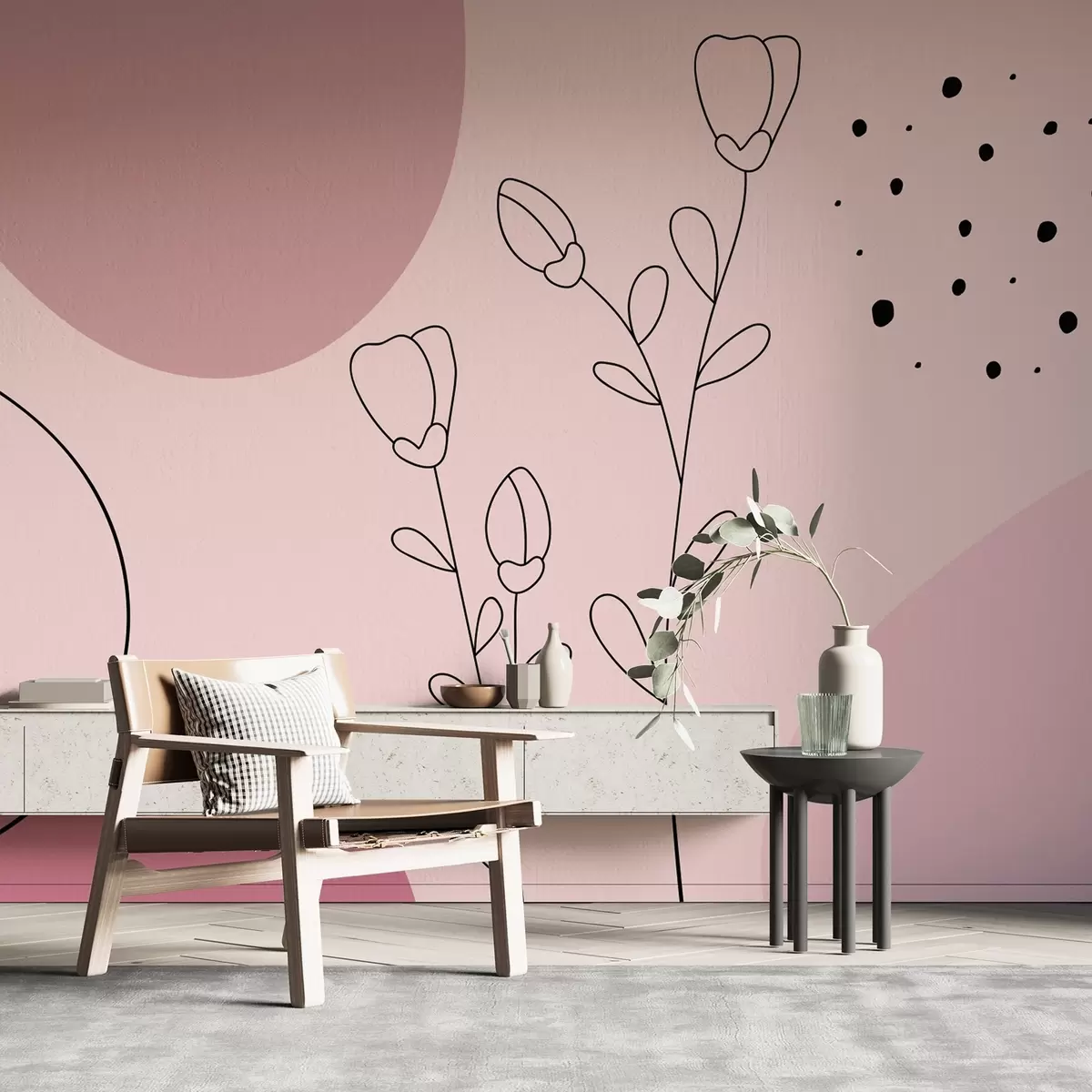 Valokuvatapetti abstraktio vaaleanpunaisissa väreissä w02803