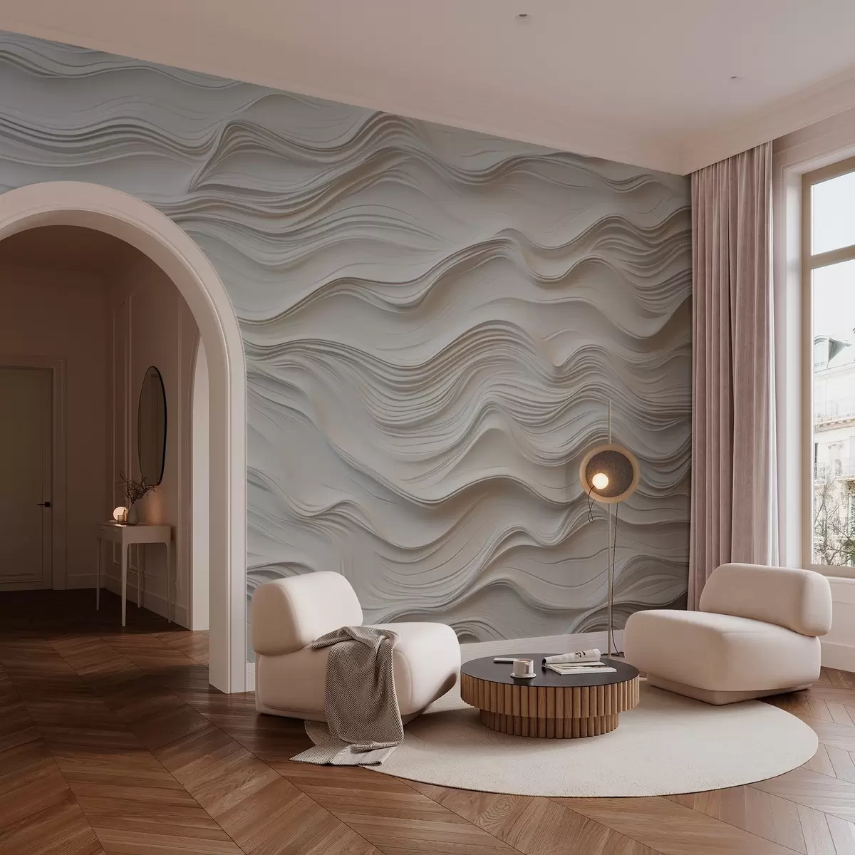 Valokuvatapetti Abstrakti jäljitelmä aaltoilevan kuvion reliefistä w02790