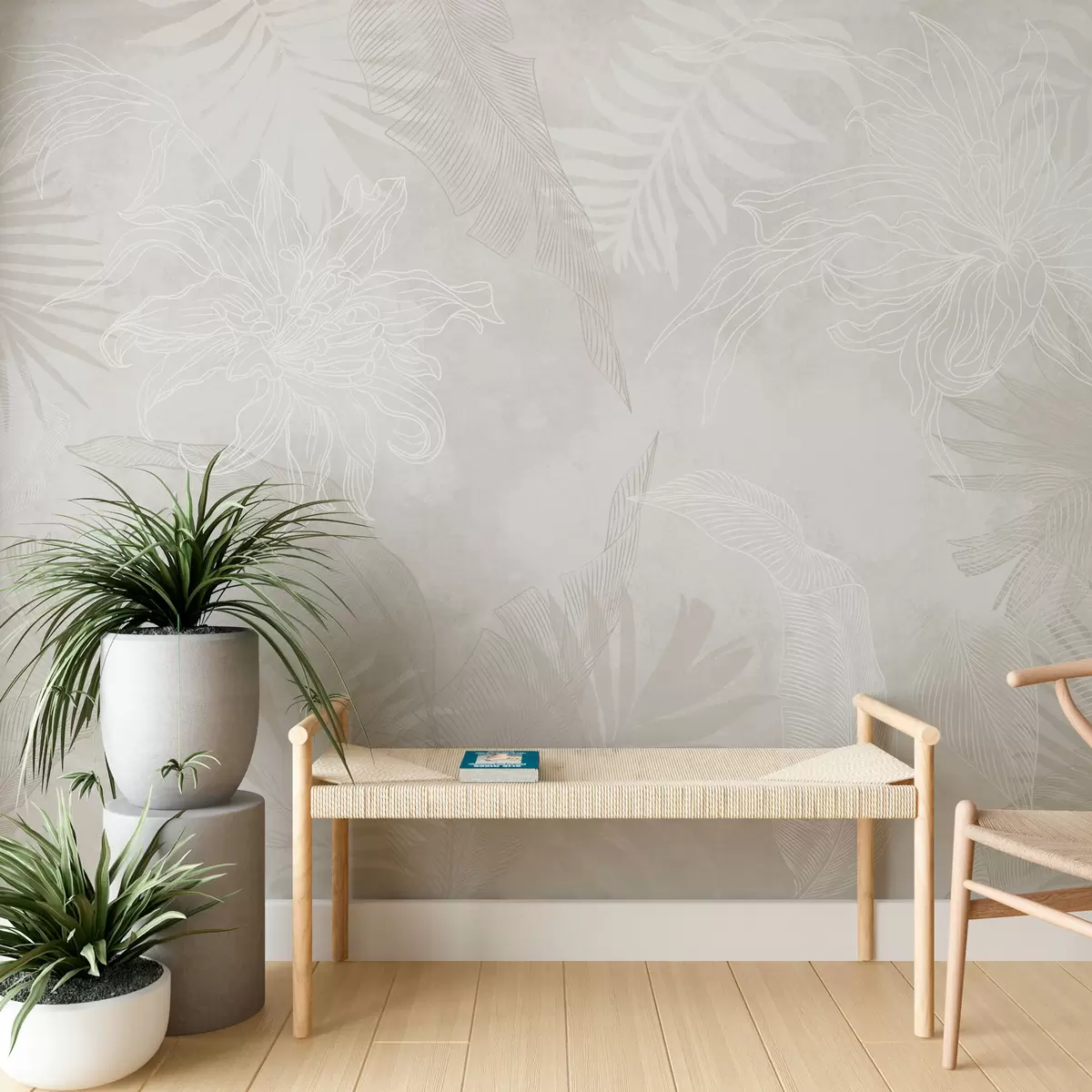 Valokuvatapetti Trooppiset lehdet grunge-vaikutuksella w02737v1