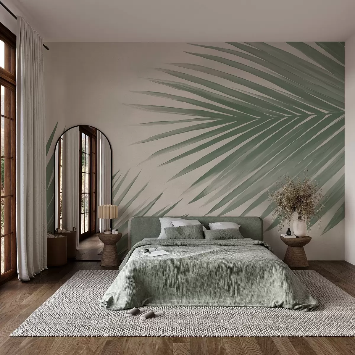 Valokuvatapetti Vihreä abstrakti palmun lehtiä w08653
