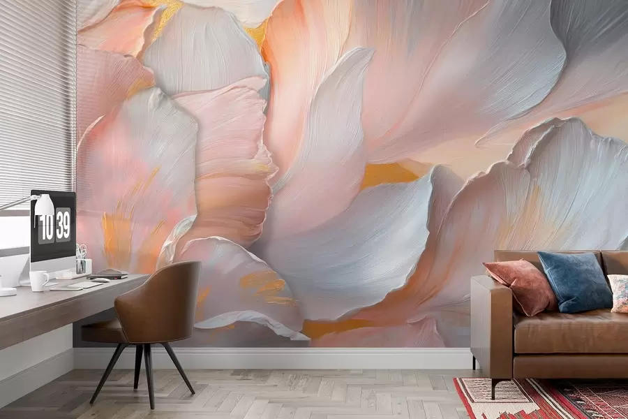 Valokuvatapetti Volyymiset kukanlehdet herkissä sävyissä w08634