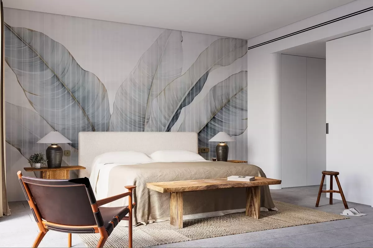 Valokuvatapetti Suuret lehdet seinällä w02982