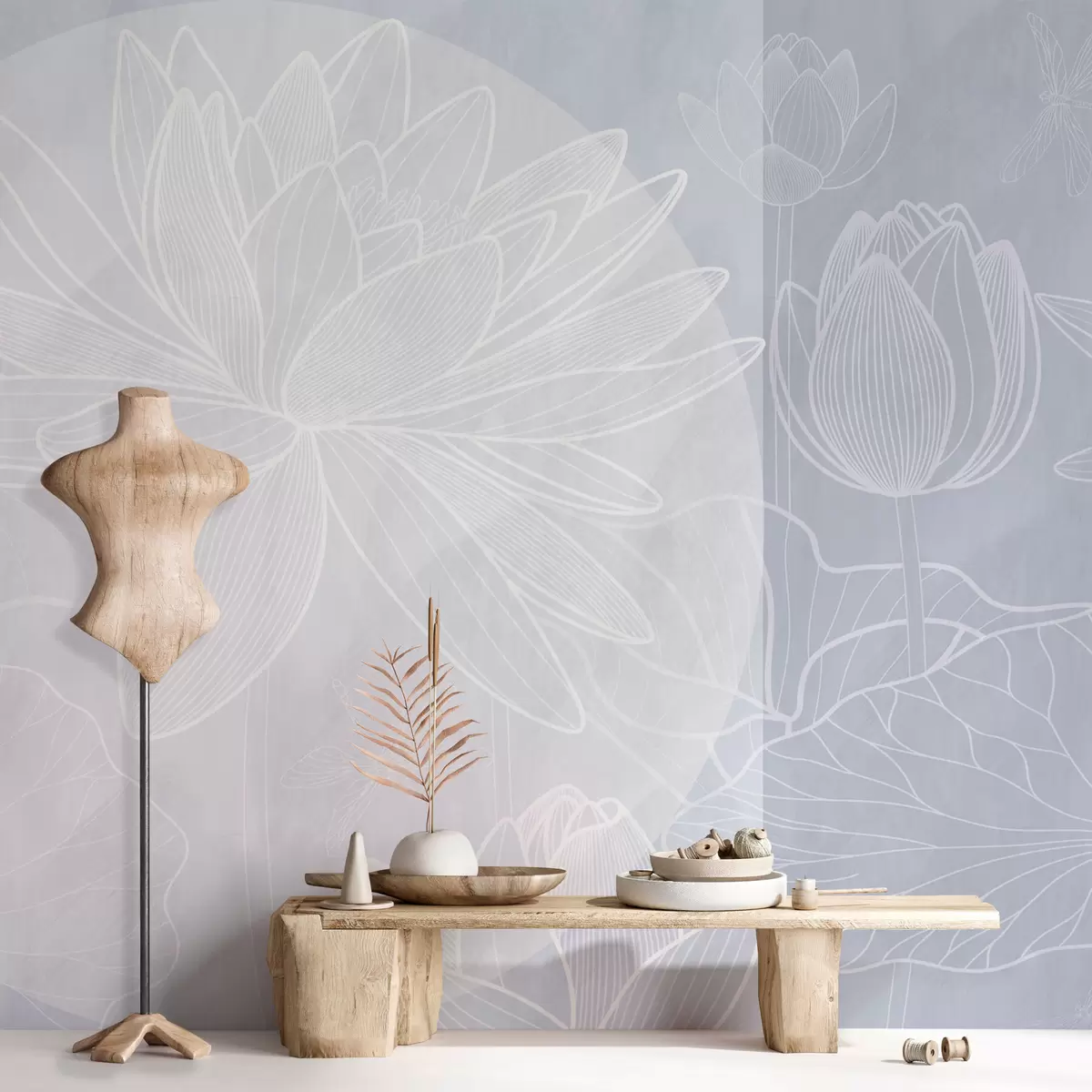 Valokuvatapetti Lootuksen kukat ja geometria w03005v3