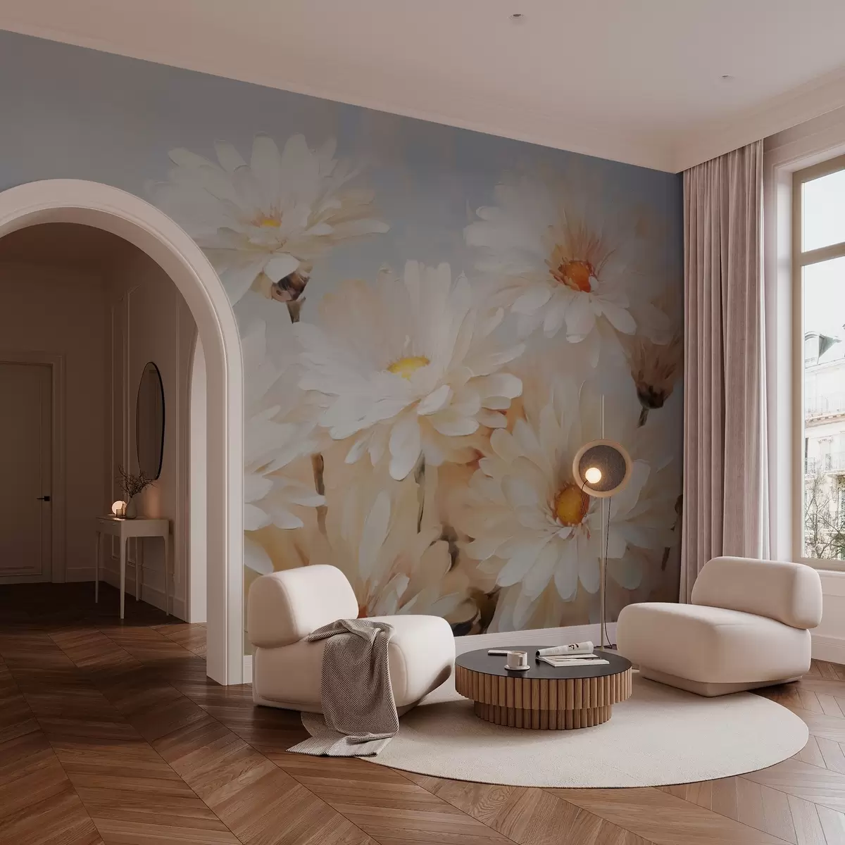 Valokuvatapetti Krysanteemit jäljitelmä öljymaalaus w03034