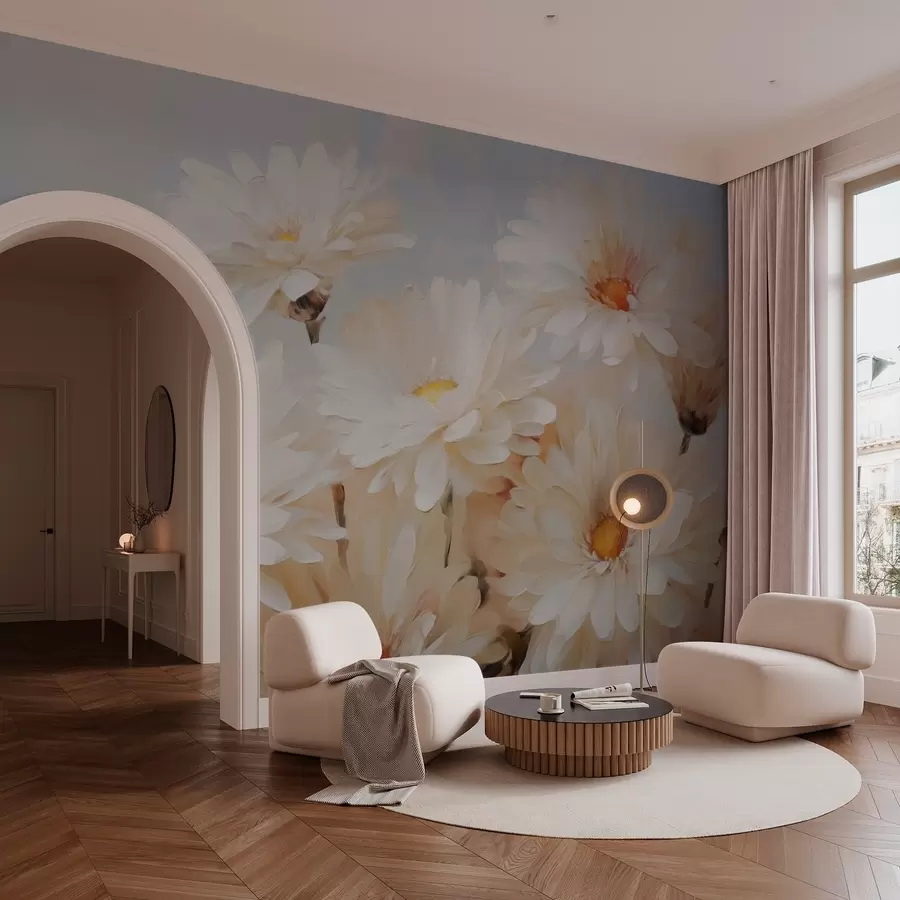 Valokuvatapetti Krysanteemit jäljitelmä öljymaalaus w03034