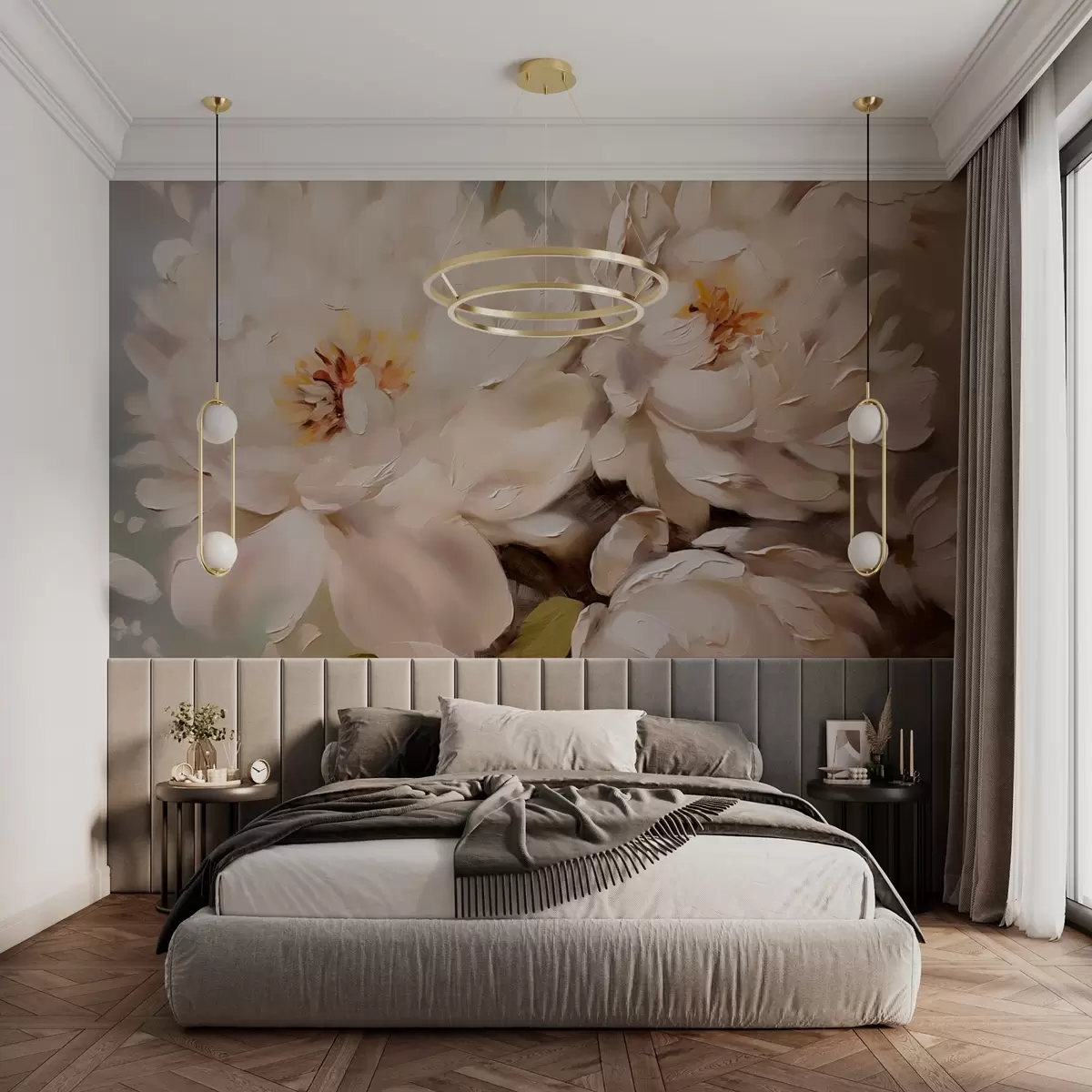 Valokuvatapetti Suuri pionit jäljitelmä öljymaalaus w03035