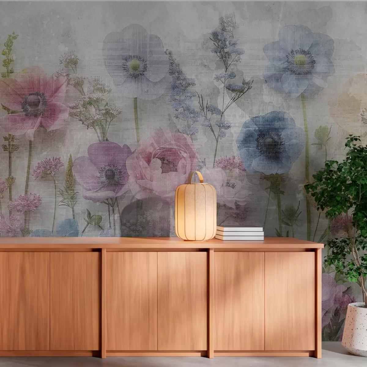 Valokuvatapetti Korkea akvarelli kukkia ikääntynyt tausta w08727