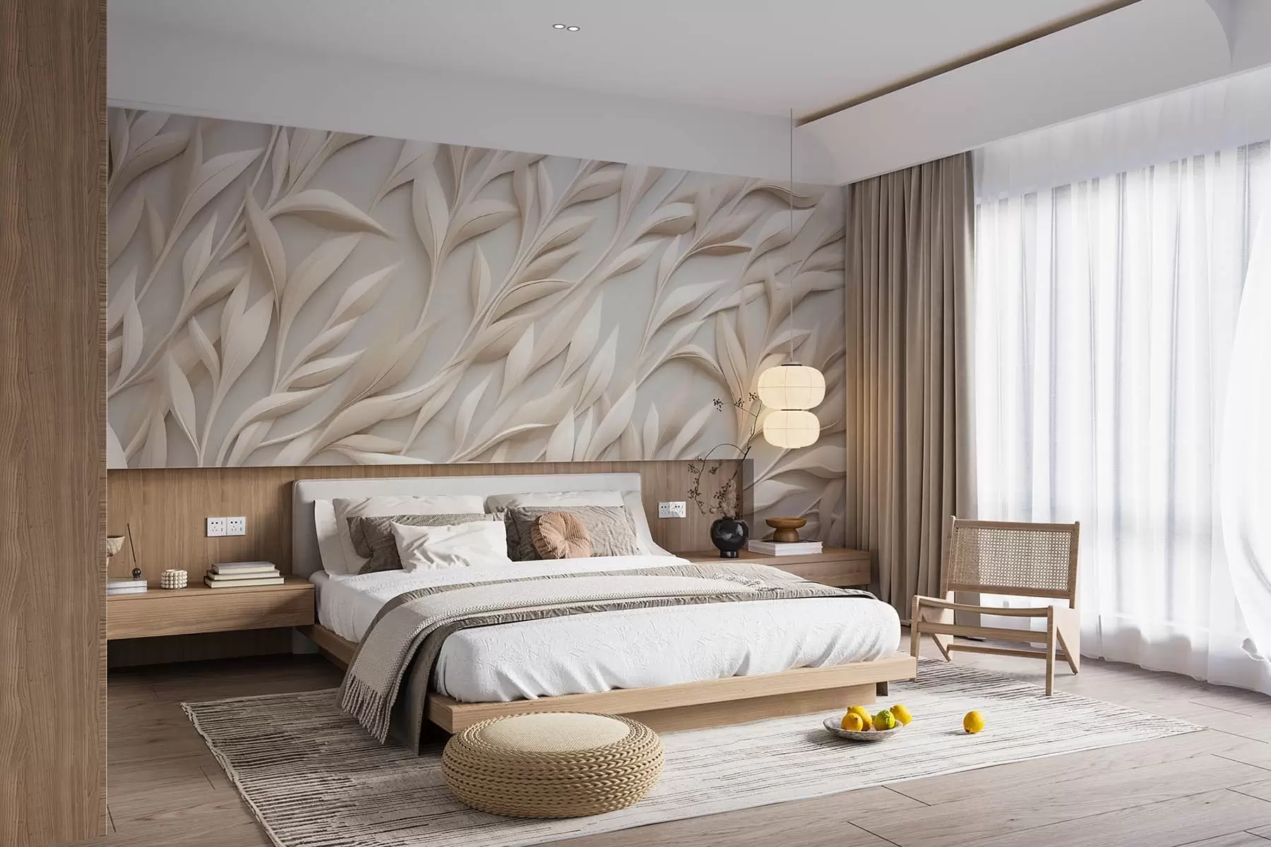 Valokuvatapetti Oksat vaalealla taustalla w08728