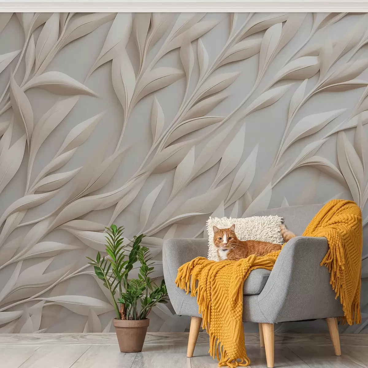 Valokuvatapetti Oksat vaalealla taustalla w08728