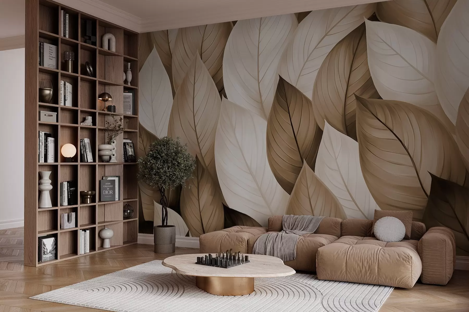 Valokuvatapetti Lehdet seepia-tyyliin w02998