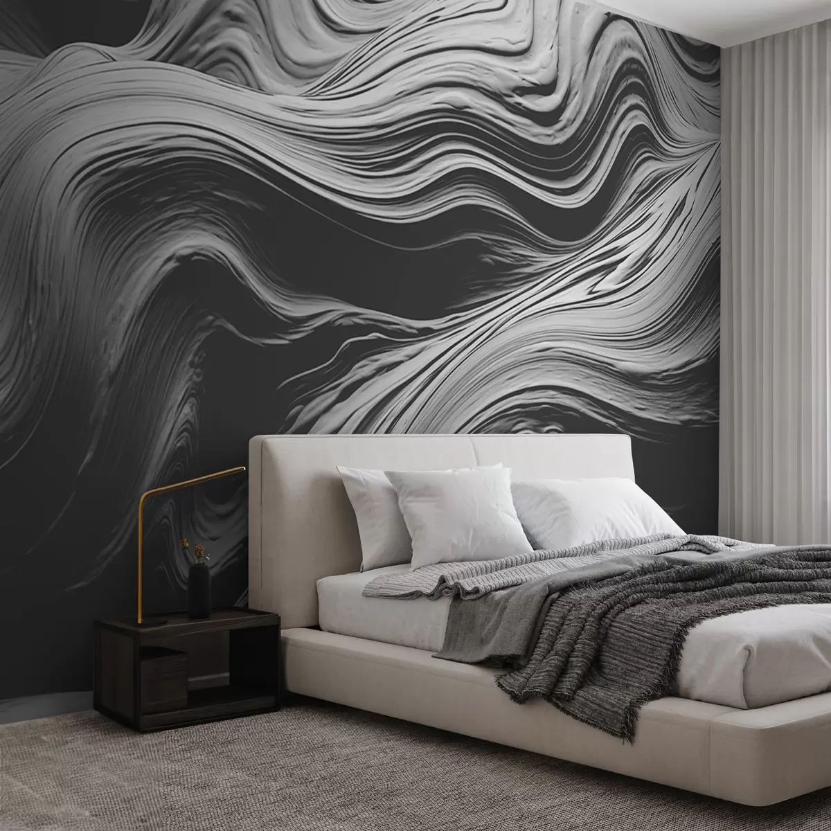 Valokuvatapetti Harmaa ja valkoinen abstrakti rakenne w08751