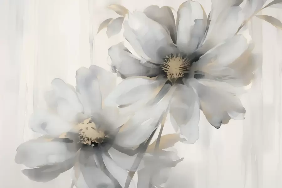 Valokuvatapetti Suuret kukat jäljitelmä sumea akvarelliväri w03073