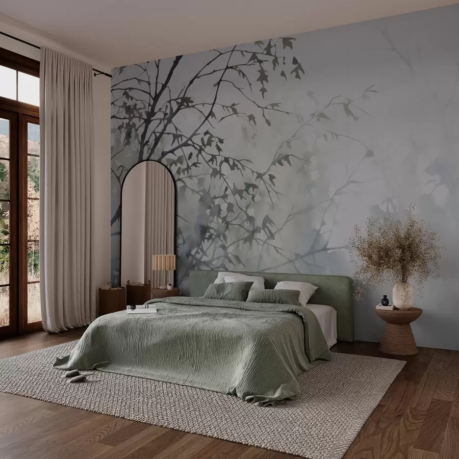 Valokuvatapetti Siluetteja puun oksat ja varjot jäljitelmä vesivärin w03175