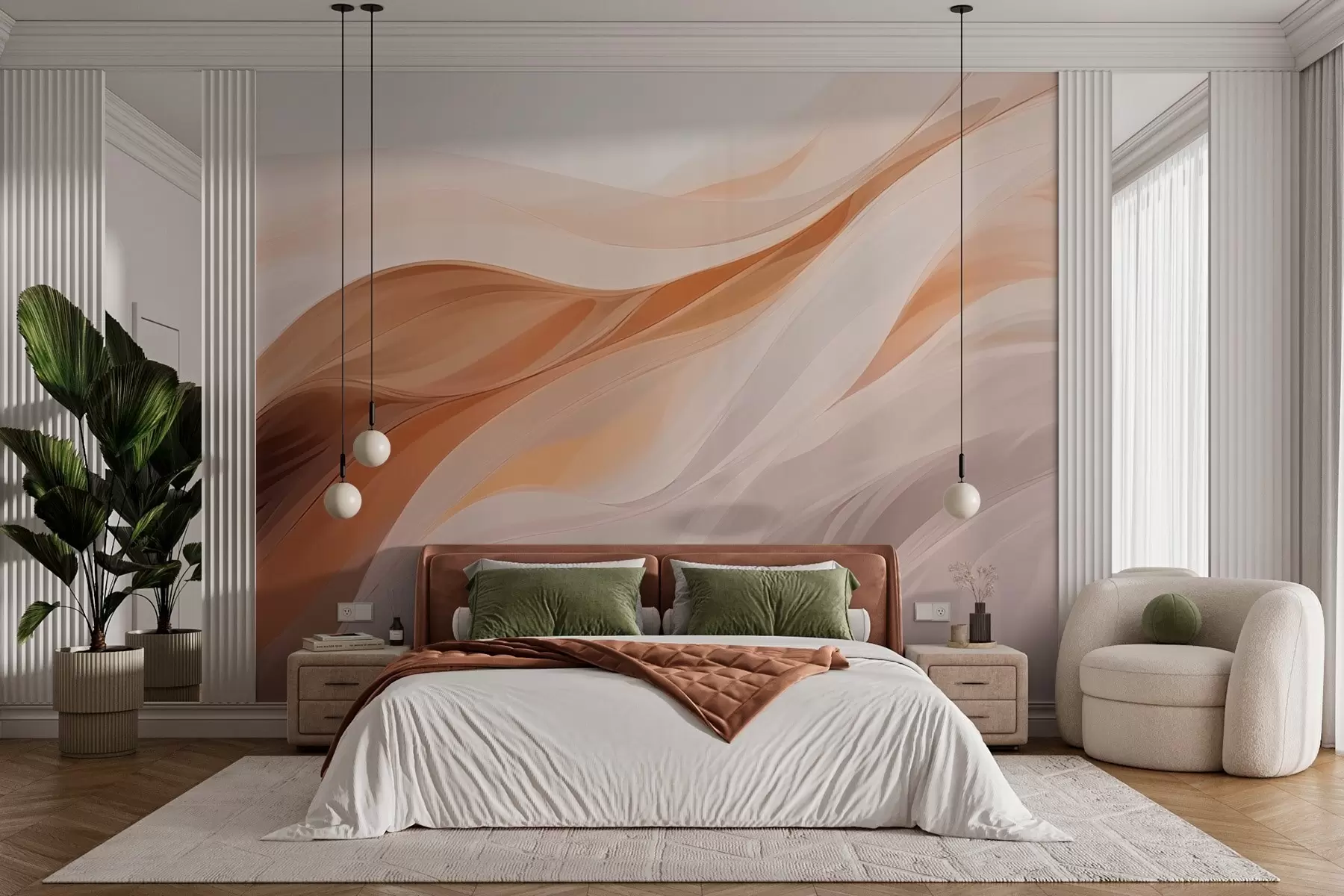 Valokuvatapetti Abstrakti kuvitus aaltomaisia muotoja w03141