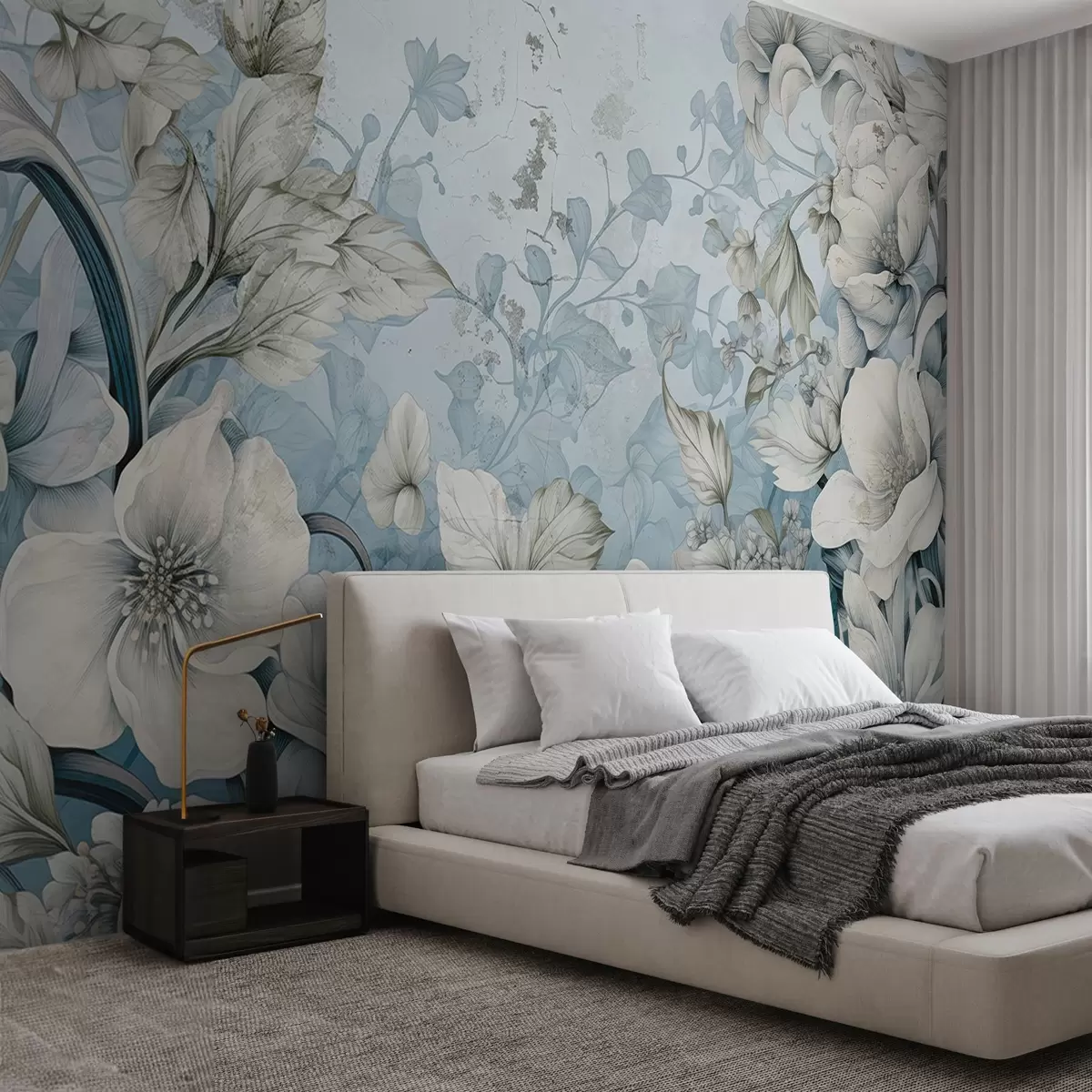 Valokuvatapetti Fantasia maalattu kukkia seinälle w03191