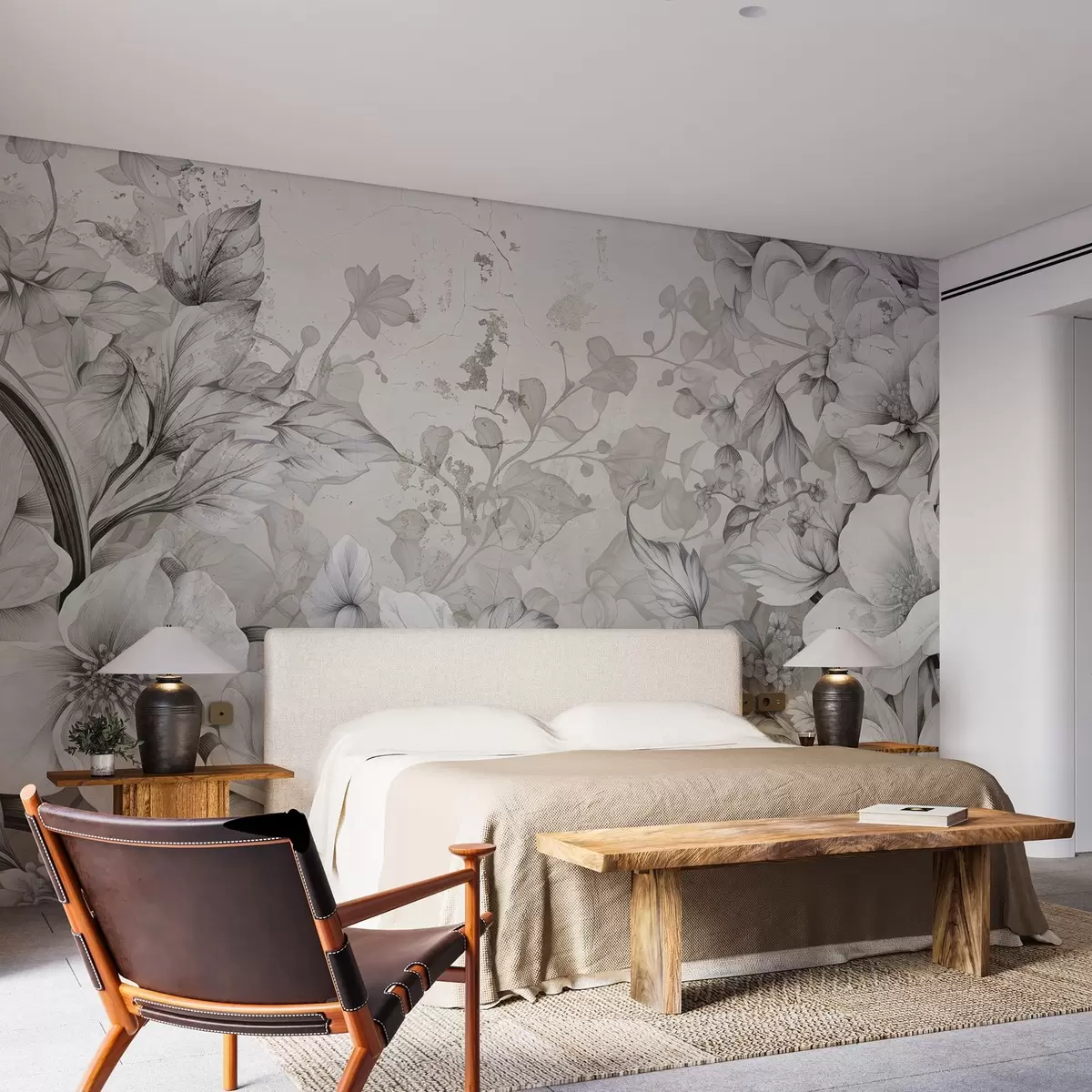 Valokuvatapetti Fantasia maalattu kukkia seinälle w03191v1