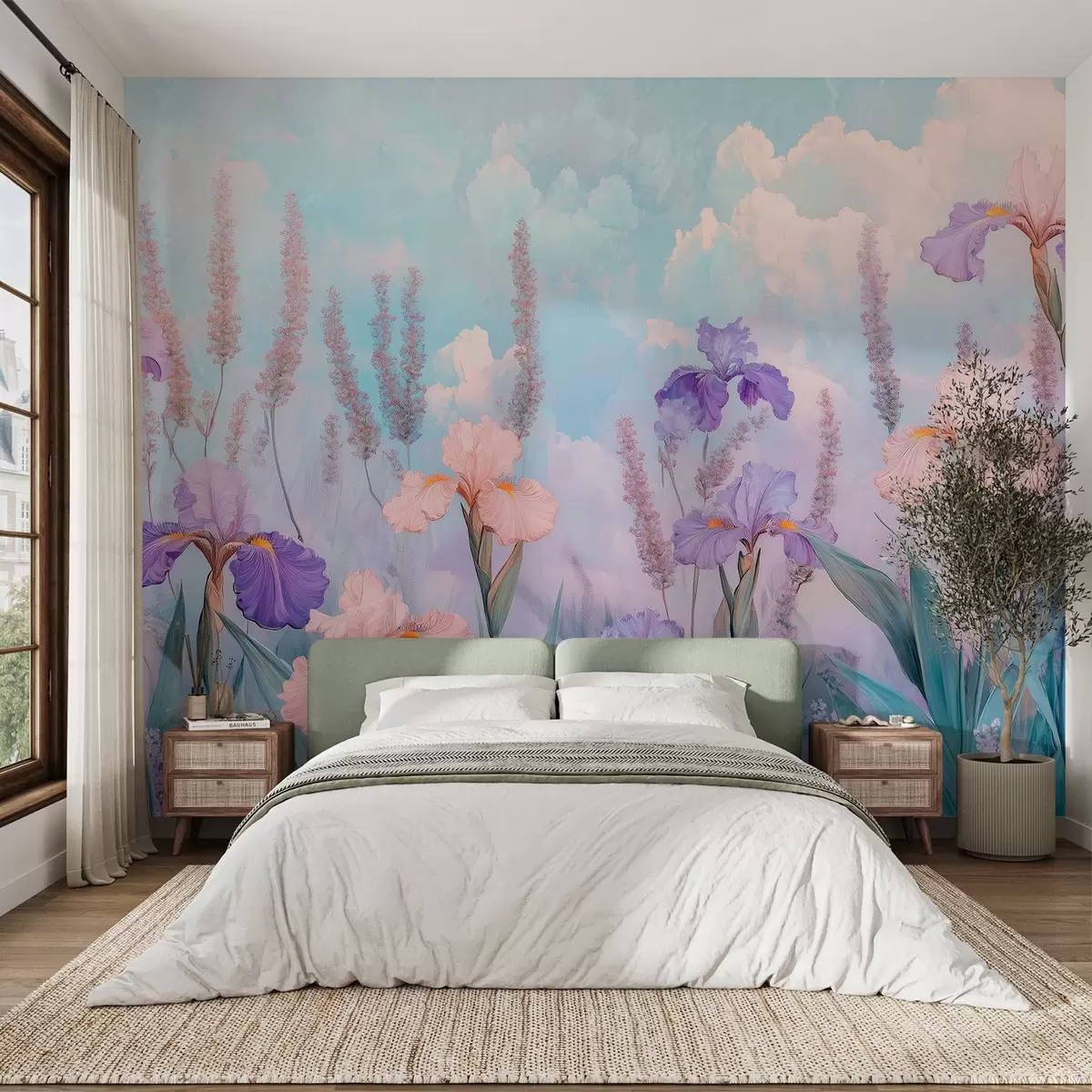 Valokuvatapetti Oli tyyli piirustus kukkia, kesä niitty, kukka, kukkainen w03154